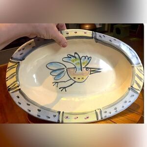 LORNA SMITH POTTERY SILLY BIRD CASSEROLE PLATTER